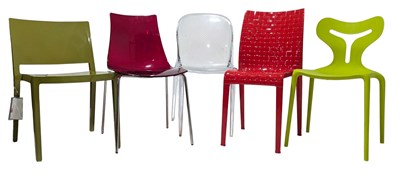 Lot 24 - HARLEQUIN DESIGNERS - MIXED SET OF FIVE DESIGNER DINING CHAIRS