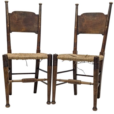 Lot 284 - WILLIAM BIRCH FOR LIBERTY'S & CO- PAIR OF ARTS AND CRAFTS OAK CHAIRS