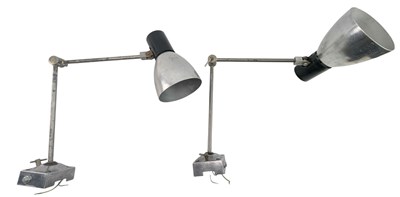 Lot 143 - PAIR OF MID CENTURY CZECH ADJUSTABLE INDUSTRIAL LAMPS