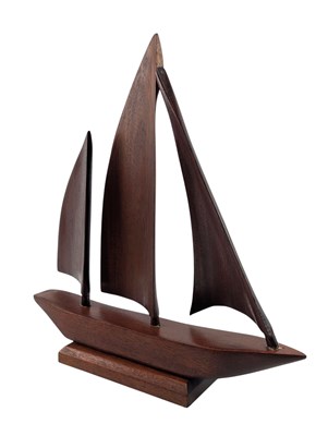 Lot 71 - 20TH CENTURY BELIZE CARVED TEAK SAILING BOAT