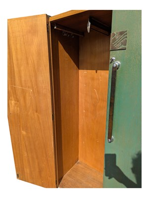 Lot 759 - 1930S ART DECO GREEN ART DECO LARGE LADIES WARDROBE