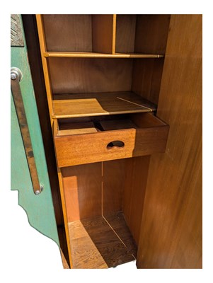 Lot 759 - 1930S ART DECO GREEN ART DECO LARGE LADIES WARDROBE