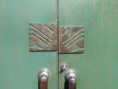Lot 759 - 1930S ART DECO GREEN ART DECO LARGE LADIES WARDROBE