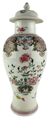 Lot 1 - 18TH CENTURY QING YONGZHENG PERIOD LIDDED VASE 清 雍正粉彩盖瓶