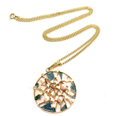 Lot 314 - MID CENTURY GOLD PLATED BRUTALIST PENDANT NECKLACE