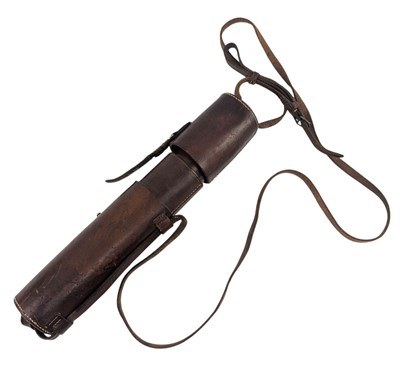 Lot 53 - EARLY 20TH CENTURY BRASS & LEATHER BOUND FOUR DRAW TELESCOPE
