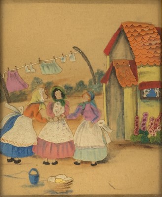 Lot 118 - EARLY TO MID 20TH CENTURY NAIVE FOLK ART FELT NEEDLEPOINT PICTURE