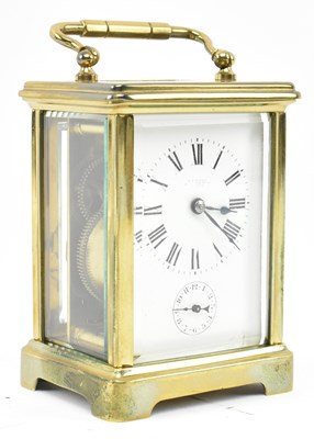 Lot 57 - J. GARNIER, PARIS - 19TH CENTURY BRASS & GLAZED CARRIAGE CLOCK