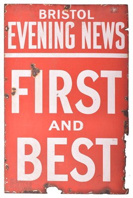 Lot 6 - BRISTOL EVENING NEWS - ADVERTISING ENAMEL SIGN