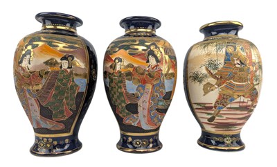 Lot 100 - THREE 20TH CENTURY JAPANESE SATSUMA VASES