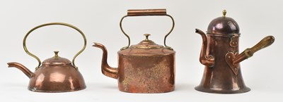 Lot 142 - TWO 18TH CENTURY COPPER WARES & A REGENCY PERIOD KETTLE