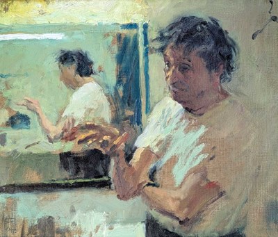 Lot 340 - DAVID COBLEY (B. 1954) - KEN DODD OBE (OIL SKETCH I) - OIL ON CANVAS LAID ON BOARD