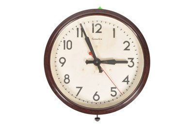 Lot 585 - GENALEX - 1950S MID CENTURY BROWN BAKELITE FACTORY WALL CLOCK