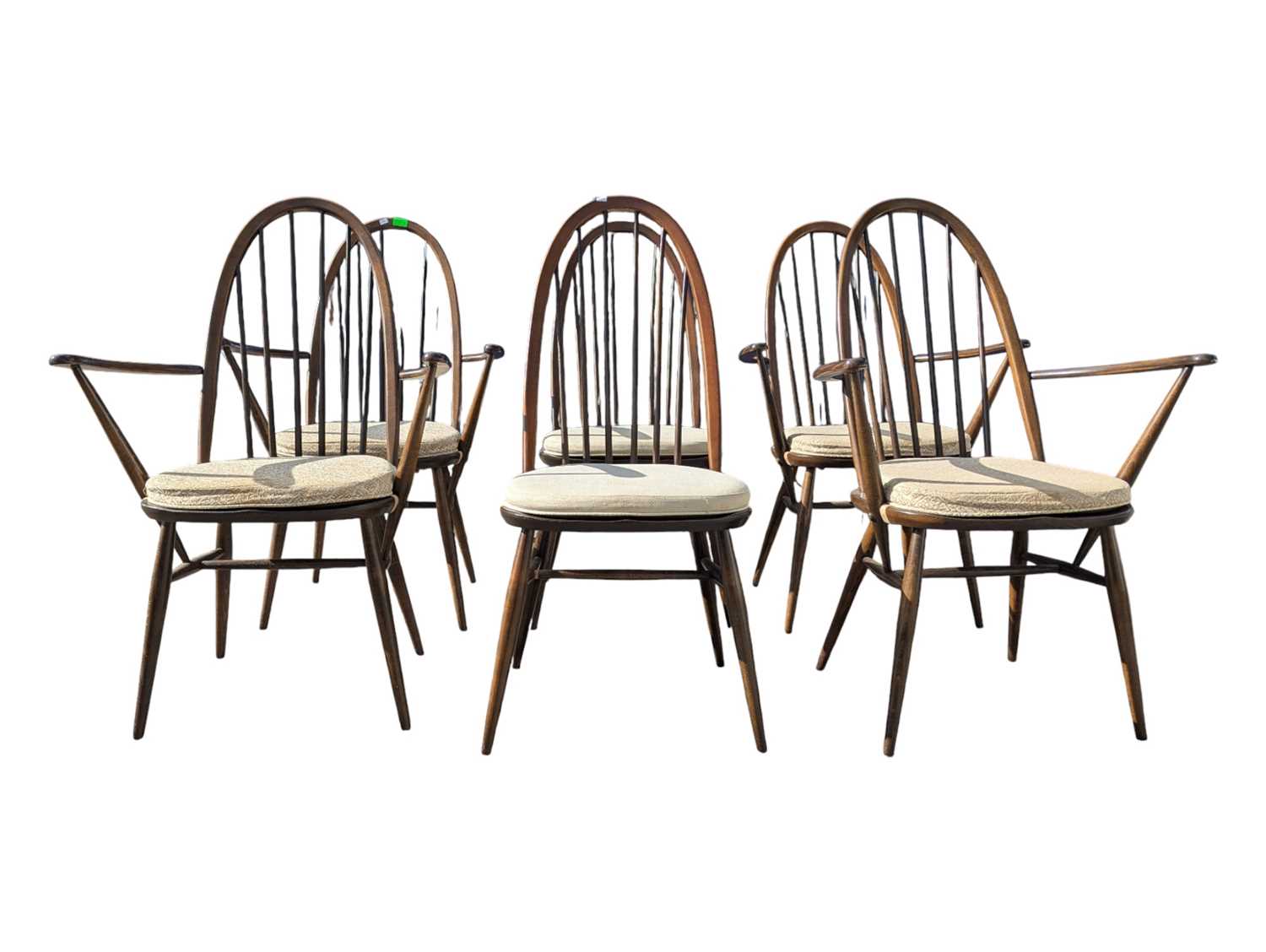 Lot 577 - ERCOL FURNITURE - QUAKER 365 - FOUR MID CENTURY 1960S BEECH & ELM DINING CHAIRS