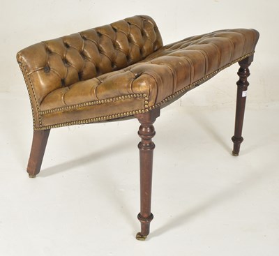 Lot 320 - 19TH CENTURY LEATHER & MAHOGANY CHESTERFIELD FOOT STOOL