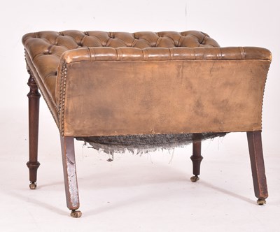 Lot 320 - 19TH CENTURY LEATHER & MAHOGANY CHESTERFIELD FOOT STOOL