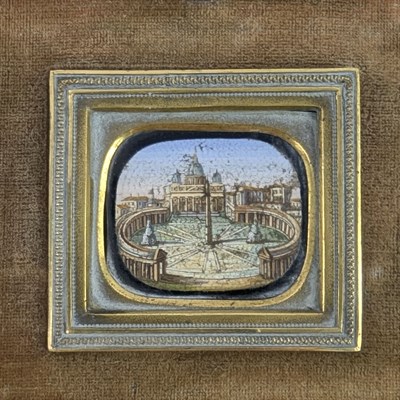 Lot 2 - FOUR ITALIAN 19TH CENTURY MOUNTED PIETRA DURA MICROMOSAIC PANELS