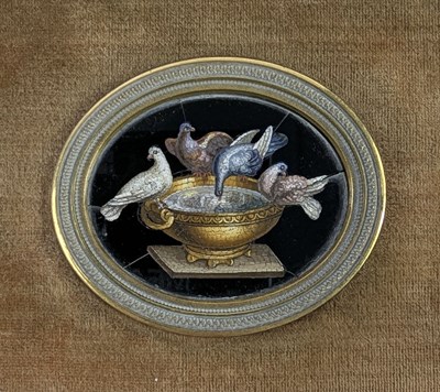 Lot 2 - FOUR ITALIAN 19TH CENTURY MOUNTED PIETRA DURA MICROMOSAIC PANELS