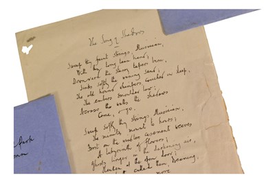 Lot 236 - POETRY - WALTER DE LA MARE (D.1956) - HANDWRITTEN POEM + LETTERS