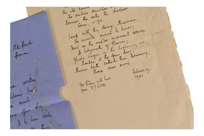 Lot 236 - POETRY - WALTER DE LA MARE (D.1956) - HANDWRITTEN POEM + LETTERS