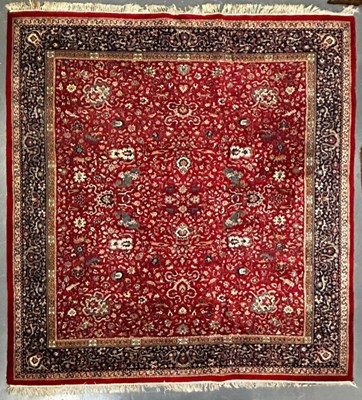 Lot 554 - SQUARED 20TH CENTURY PERSIAN ISLAMIC KASHAN FLOOR RUG