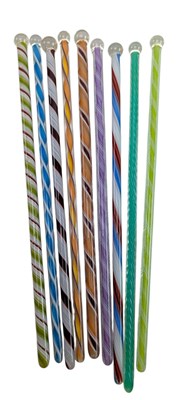 Lot 19 - NINE ITALIAN MURANO MID CENTURY VENETIAN GLASS COCKTAIL STIRRERS