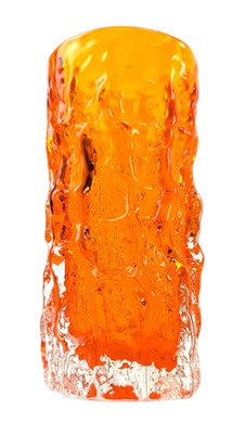 Lot 2 - GEOFFREY BAXTER X WHITEFRIARS - NO. 9689 - TANGERINE ORANGE BARK GLASS VASE