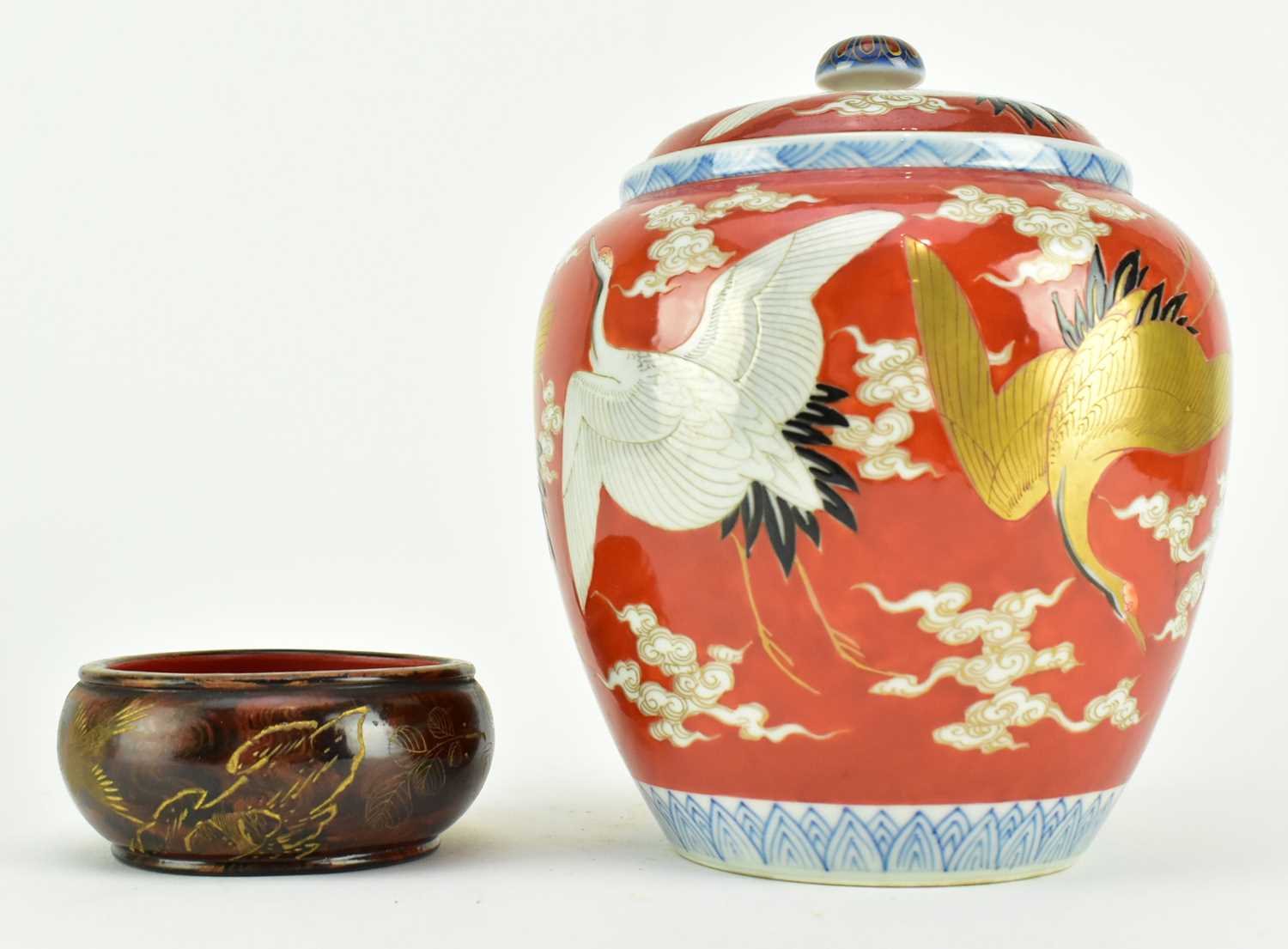 Lot 153 - 19TH CENTURY JAPANESE FUKAGAWA POLYCHROME GINGER JAR 日本19世纪深川造罐