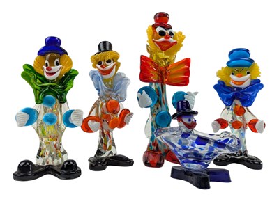 Lot 171 - FIVE VINTAGE MID CENTURY ITALIAN MURANO GLASS CLOWN FIGURES