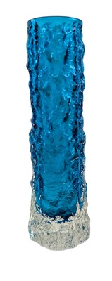 Lot 115 - BAXTER FOR WHITEFRIARS - TEXTURED RANGE FINGER VASE - NO. 9729 IN KINGFISHER BLUE