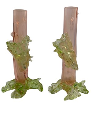 Lot 46 - PAIR OF LATE 19TH CENTURY POSSIBLY THOMAS WEBB GLASS PILL VASES