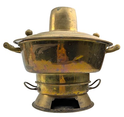 Lot 71 - MID CENTURY TIBETAN BRASS SAMOVAR / HOT POT