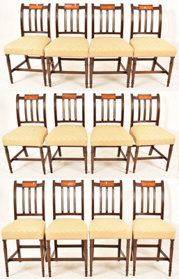 Lot 405 - TWELVE GEORGE III 19TH CENTURY MAHOGANY DINING CHAIRS