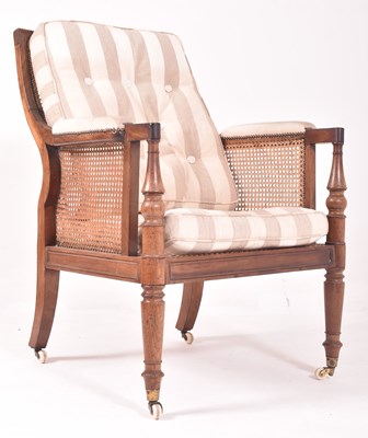 Lot 380 - 19TH CENTURY GILLOWS MANNER BERGERE LIBRARY ARMCHAIR