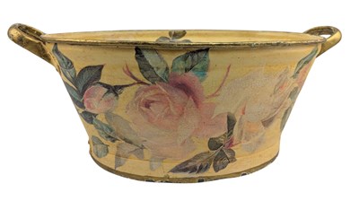 Lot 86 - 20TH CENTURY TOLEWARE TYPE TWIN-HANDELED WASH TUB / PLANTER