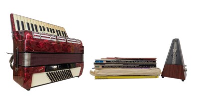 Lot 45 - GALOTTA 72 BASS PIANO ACCORDION WITH METRONOME & MUSIC BOOKS
