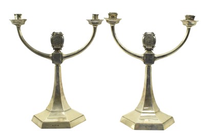 Lot 300A - PAIR OF ELIZABETH II HALLMARKED SILVER CANDELABRAS