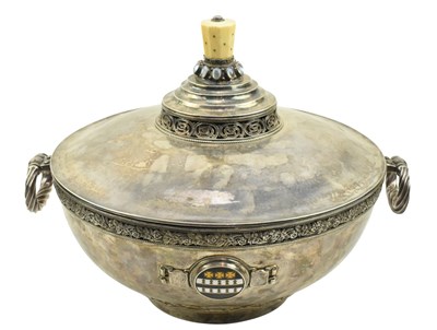 Lot 489 - LARGE GEORGE VI HALLMARKED SILVER LIDDED SOUP TUREEN/LIDDED BOWL