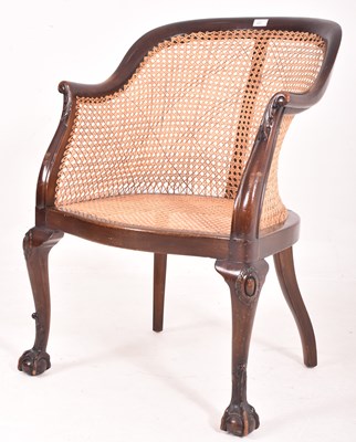 Lot 425 - WYLIE & LOCHHEAD - SCOTTISH CANE WORKED & MAHOGANY BERGERE CHAIR