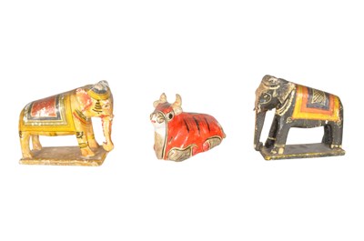 Lot 239 - THREE 19TH CENTURY PLASTER AND PAPIER-MACHE FOLK ART ANIMAL FIGURES