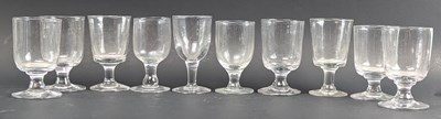 Lot 73 - TEN GEORGE III 18TH CENTURY & LATER HAND BLOWN GLASS WINE DRINKING GOBLETS
