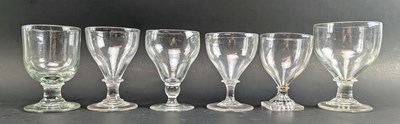 Lot 102 - SIX GEORGE III 18TH CENTURY & LATER HAND BLOWN GLASS WINE DRINKING RUMMERS