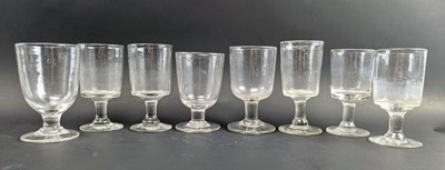 Lot 86 - EIGHT GEORGE III 18TH CENTURY & LATER HAND BLOWN GLASS WINE GOBLETS