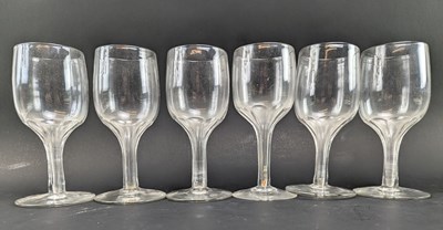 Lot 38 - SIX GEORGE III 18TH CENTURY HAND BLOWN HOLLOW STEM TULIP WINE GLASSES
