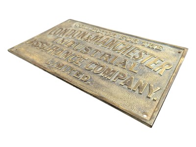 Lot 217 - BRASS METAL WALL PLAQUE - LONDON & MANCHESTER INDUSTRIAL ASSURANCE BUILDING SIGN