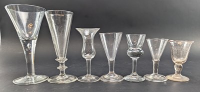 Lot 109 - SEVEN GEORGE III 18TH CENTURY & LATER HAND BLOWN DRINKING GLASSES