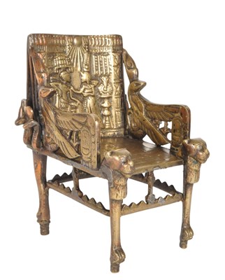 Lot 232 - 19TH CENTURY EGYPTIAN REVIVAL BRASS THRONE SEAT OF TUTENKAHMEN