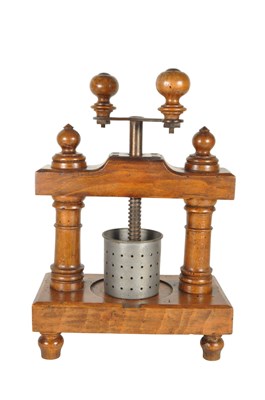 Lot 231 - VICTORIAN 19TH CENTURY TREEN TABLE FRUIT PRESS