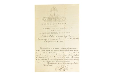 Lot 91 - HISTORICAL - ALEXANDRE PETION - FATHER OF HAITI - SIGNED DOCUMENT