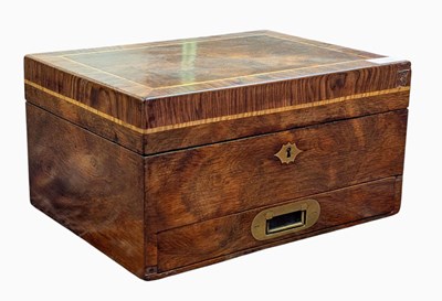 Lot 334 - VICTORIAN 19TH CENTURY WALNUT CAMPAIGN DESK TIDY COMPANION BOX